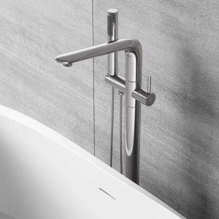 Смеситель напольный NT BAGNO NT48031 LONGI для ванны никель матовый