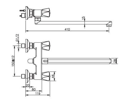 Смеситель для ванны и душа ESKO MOSCOW MS 31 хром