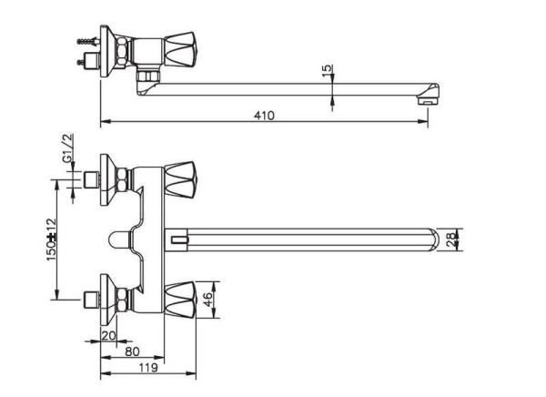 Смеситель для ванны и душа ESKO MOSCOW MS 31 хром