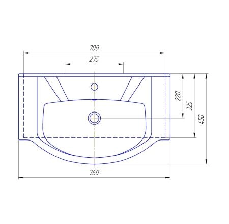 Раковина Kirovit Элеганс 75 см подвесная