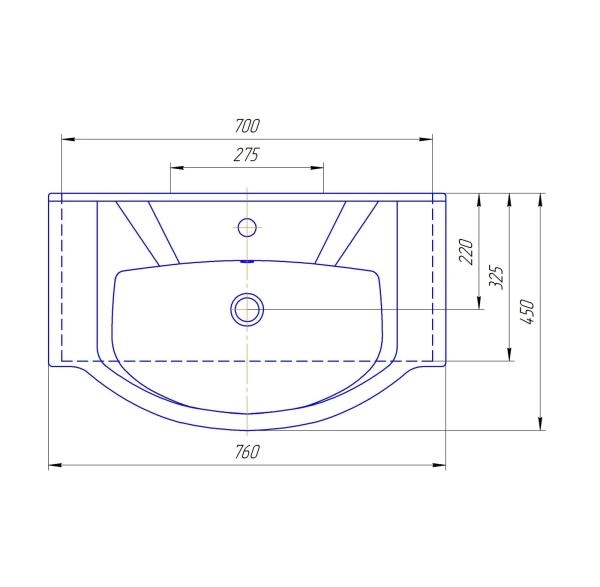 Раковина Kirovit Элеганс 75 см подвесная