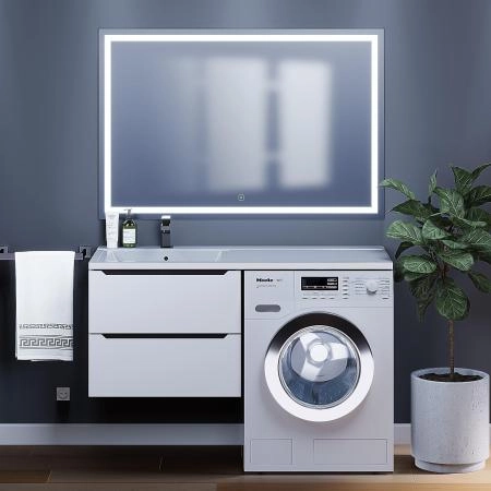 Тумба под стиральную машину Uperwood Tanos 60 см, подвесная, белый/графит