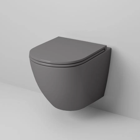 Унитаз Grossman GR-4455GMS (490*370*360) подвесной безободковый с тонкой крышкой, серый матовый