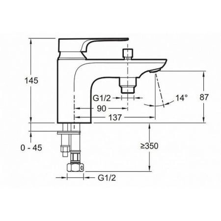 Смеситель Jacob Delafon ALEO+ E98724-CP на борт ванны хром