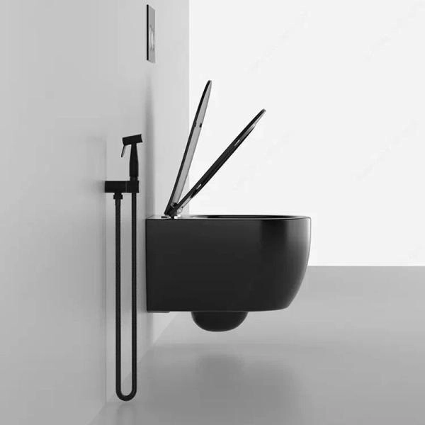 Унитаз Cerutti SPA OGLIO Aria MB подвесной безободковый черный матовый CT9239 (485х365х350)