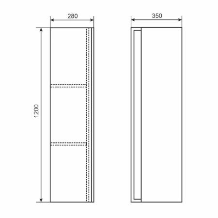 Шкаф-пенал для ванной Uperwood Next Premium, 35*28*120 см, подвесной, белый