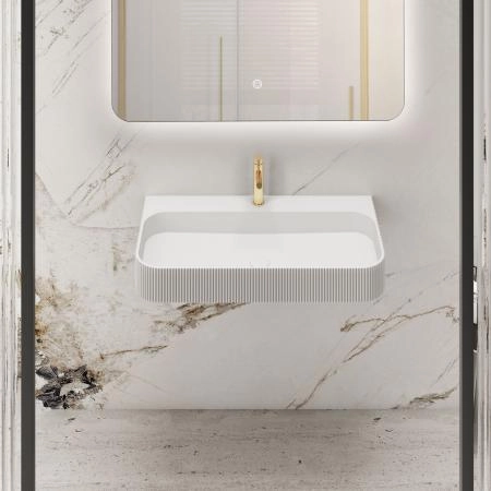Раковина Vincea VWB-6SG75MW, 750*460*120, подвесная, цвет белый матовый искусственный камень