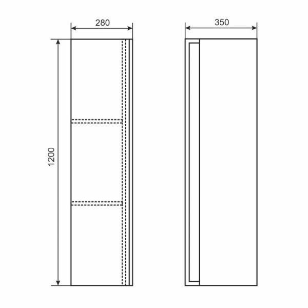 Шкаф-пенал для ванной Uperwood Next Premium, 35*28*120 см, подвесной, белый