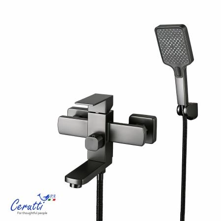 Смеситель для ванны Ceruttispa Клелия VGR (CLELIA VGR) из нержавеющей стали, цвет серый матовый