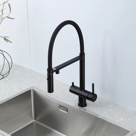 Смеситель GAPPO G4397-86 для кухни с гибким изливом и подключением фильтра, черный