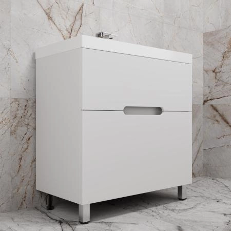 Тумба с раковиной Style Line Матис 80 ЛС-00002443 напольная под ASTI 80 (2 ящика) Белый матовый ЭМАЛЬ