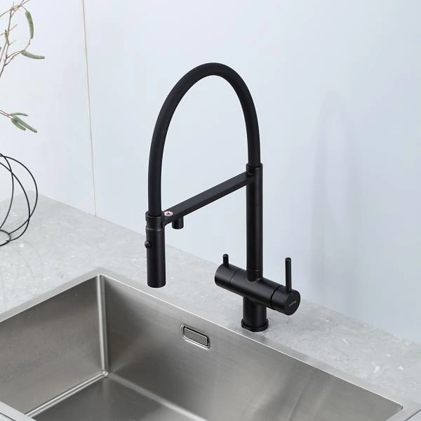 Смеситель GAPPO G4397-86 для кухни с гибким изливом и подключением фильтра, черный