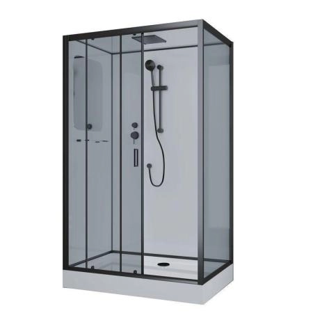 Душевая кабина Niagara Premium NG-6912-01QR BLACK (1200х800х2100) низкий поддон (16 см) стекло ТОНИРОВАННОЕ