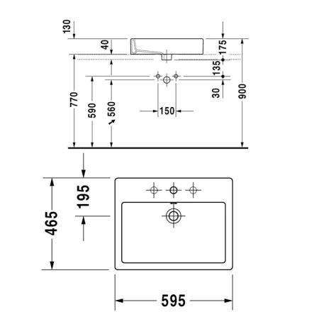 Duravit Vero Раковина подвесная, 59.5x46.5см., с 1 отв., с перел., цвет: белый