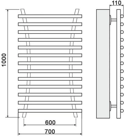Полотенцесушитель водяной Ника Bamboo ЛБ8 100х60