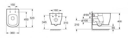 Чаша унитаза BelBagno Prado BB10150CH подвесного