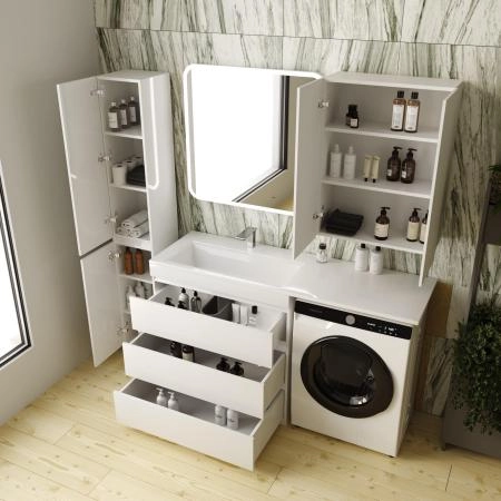 Тумба напольная Style Line Даллас 150, 3 ящика, Люкс белая, PLUS