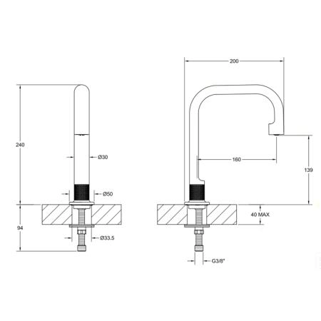 Gessi Inciso- Отдельно стоящий излив. Н: 240 мм. цвет: black XL