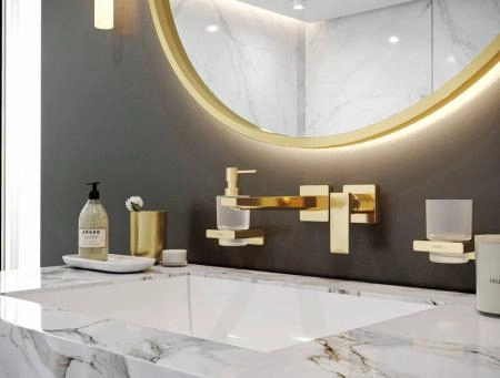 Hansgrohe 32526990 Metropol Смеситель для раковины 225 мм, настенный, полированное золото