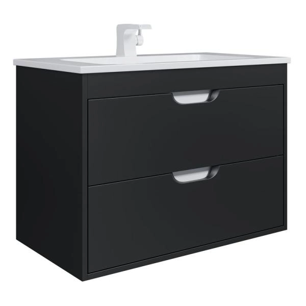 Тумба под раковину для ванной Uperwood Modul 80 см, подвесная, матовая, черная
