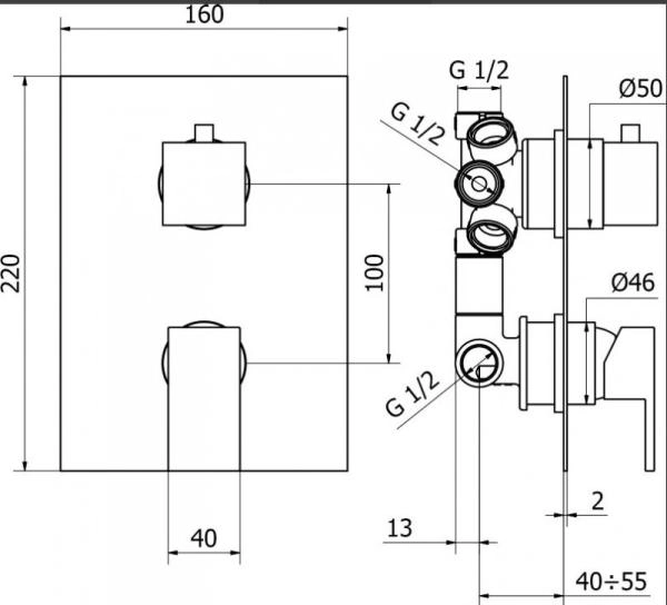 Смеситель CEZARES CZR-VDIM5-01-Cr для душа,хром