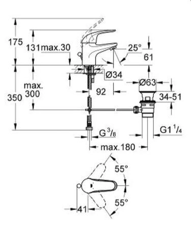 Смеситель Grohe Euroeco 23262000 для раковины со сливной гарнитур