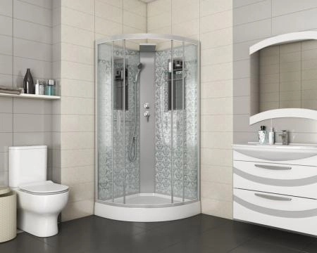 Душевая кабина Niagara Luxe NG-7715WBK (900x900х2100) низкий поддон стенки БЕЛЫЕ БЕЗ КРЫШИ