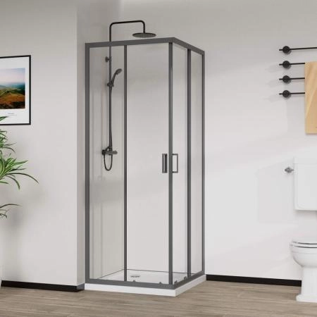 Душевой уголок Vincea City VSS-5CT8010CLGM, 1000*800, вороненая сталь, стекло прозрачное