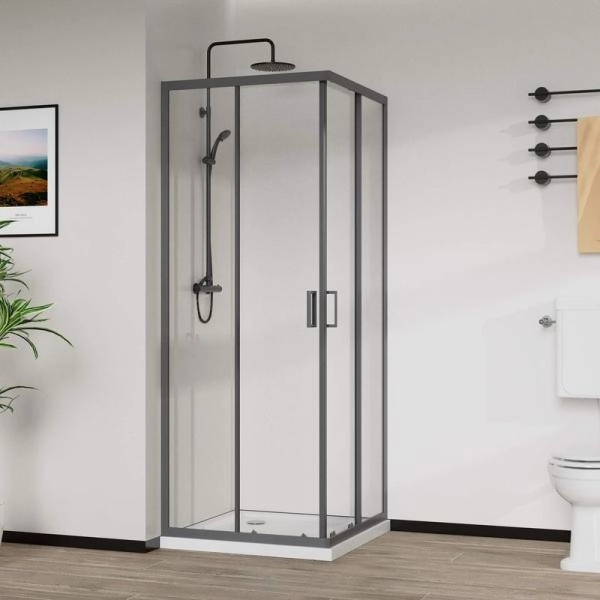 Душевой уголок Vincea City VSS-5CT8010CLGM, 1000*800, вороненая сталь, стекло прозрачное