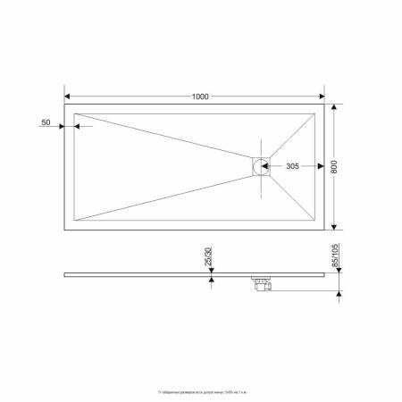 Поддон для душа RGW ST-0108G 16152810-02 80x100 см литиевой мрамор