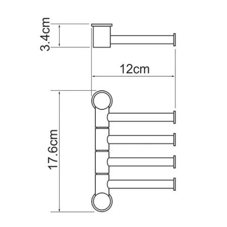 Полотенцедержатель WasserKraft K-1054 4-е рога короткие хром