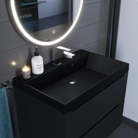Раковина кварцевая Uperwood Classic Quartz 70 см, черная матовая, космос