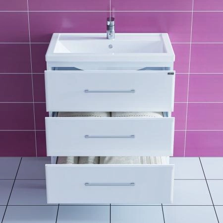 Тумба под раковину СаНта Омега 70 207039, напольная, цвет белый (ум.Фостер70)