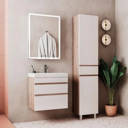 Пенал для ванной напольный Volna Conty 40 Белый/дуб сонома