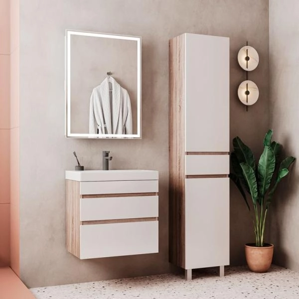 Пенал для ванной напольный Volna Conty 40 Белый/дуб сонома