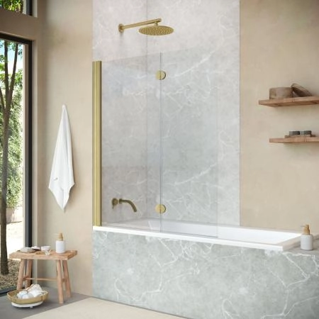 Шторка на ванную Vegas-glass E2V NOVO 120 03 01 L, профиль золото матовое, стекло прозрачное
