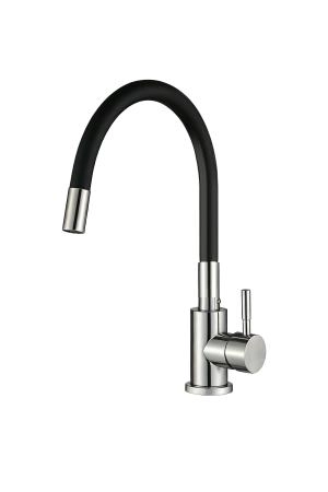 Cмеситель для кухни Ceruttispa Атэна H-B (ATENA H-B) из нержавеющей стали, цвет хром, излив черный