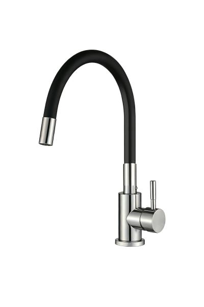 Cмеситель для кухни Ceruttispa Атэна H-B (ATENA H-B) из нержавеющей стали, цвет хром, излив черный