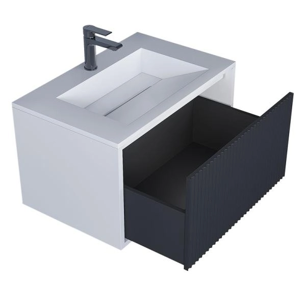 Тумба под раковину Uperwood Next Premium подвесная, 70 см, белая/графит, 1 ящик