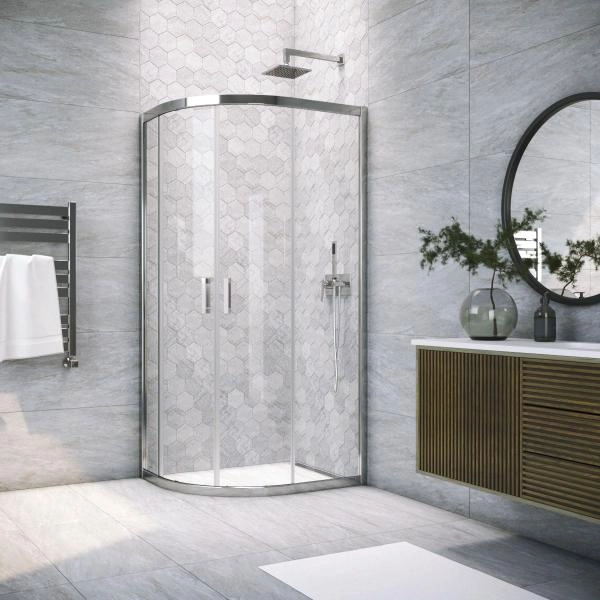 Душевой уголок Vegas-glass ZS-F TUR NOVO 100*80 08 01, профиль глянцевый хром, стекло прозрачное