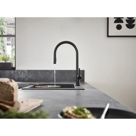 Hansgrohe 72800670 Talis M54 Смеситель для кухни 210 мм, выдвижной излив, 2 режима матовый черный