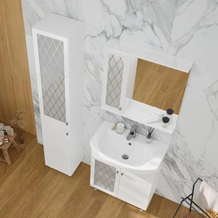 Тумба для ванной Volna Milena 70.2D белый глянец напольная (Балтика) раковина отдельно