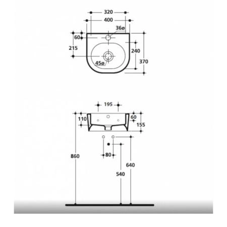 Kerasan Flo Раковина 40х37 см, 1 отв., цвет: белый