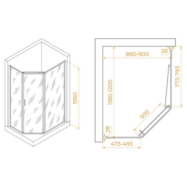 Душевой уголок RGW PA-86 Passage 120x90 Хром прозрачное
