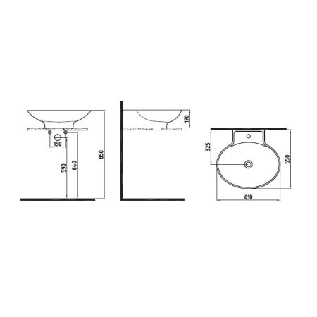 Раковина Bien HARMONY 61 см на столешницу HRLG06101FD1W3000