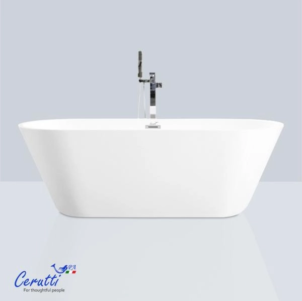 Акриловая ванна отдельностоящая Ceruttispa РЕЗИЯ (RESIA) 150 белая, со сливом-переливом (1500x750x580)