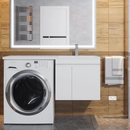Тумба под стиральную машину Uperwood Magenta, 60 см, подвесная, белая, с дверцами