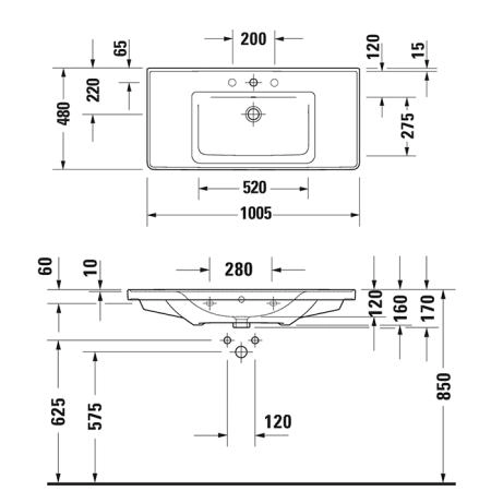 Duravit D-Neo Раковина 100.5х48см., накладная, с переливом, 1 отв., цвет: белый