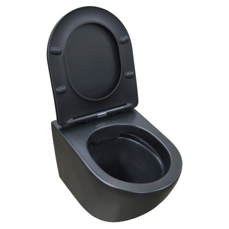 Унитаз подвесной Azario Gloria 48х37х36 безободковый, чёрный матовый (AZ-2003MB)