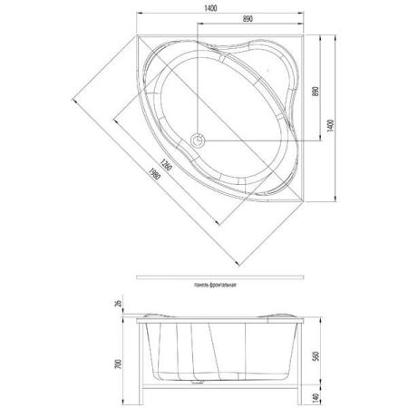 Ванна Aquanet Palau 140x140 без гидромассажа